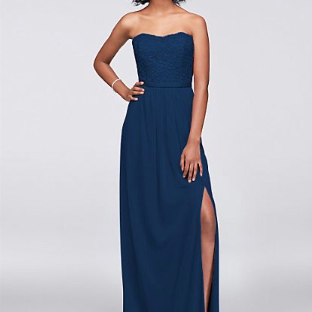Davids bridal midnight blue bridesmaid dress